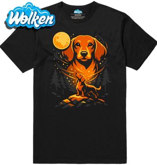 Pánské tričko Kreslený Jezevčík při Úplňku.jpg