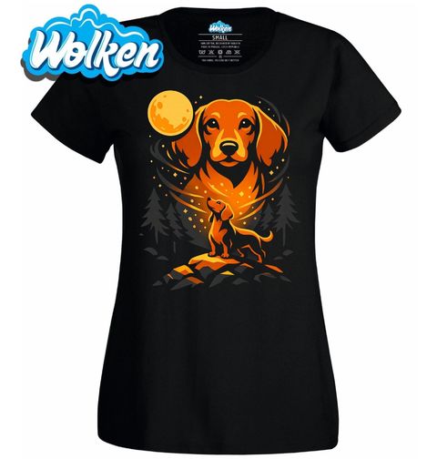 Obrázek produktu Dámské tričko Kreslený Jezevčík při Úplňku