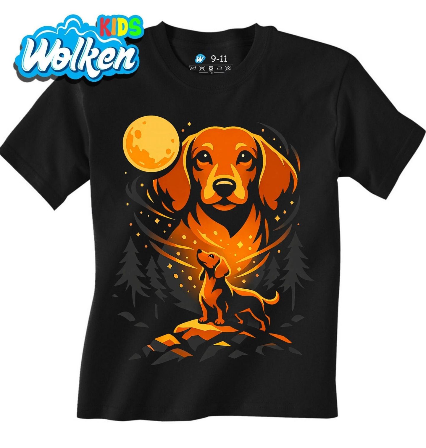 Dětské tričko Kreslený Jezevčík při Úplňku.jpg