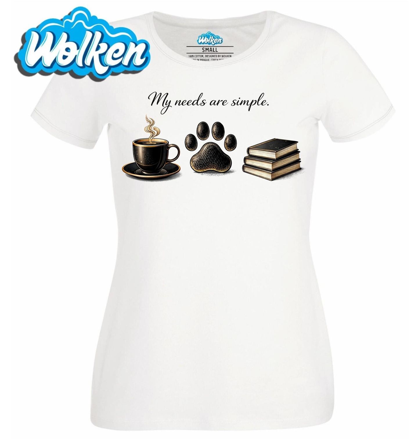 Dámské tričko Pes, Káva a Knihy.jpg