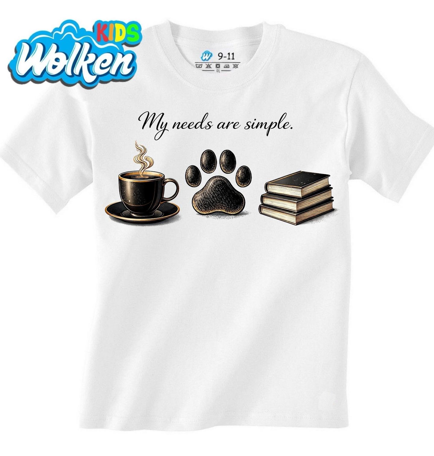 Dětské tričko Pes, Káva a Knihy.jpg