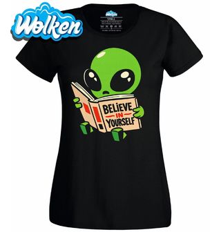 Dámské tričko Mimozemšťan s Knihou.jpg