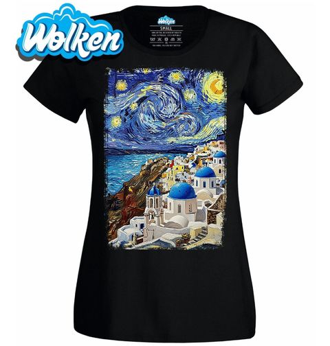 Obrázek produktu Dámské tričko Santorini ve Stylu Van Gogh