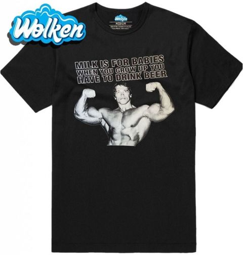 Obrázek produktu Pánské tričko Arnold Schwarzenegger „Mlíko je pro děti, když vyrosteš musíš pít pivo“