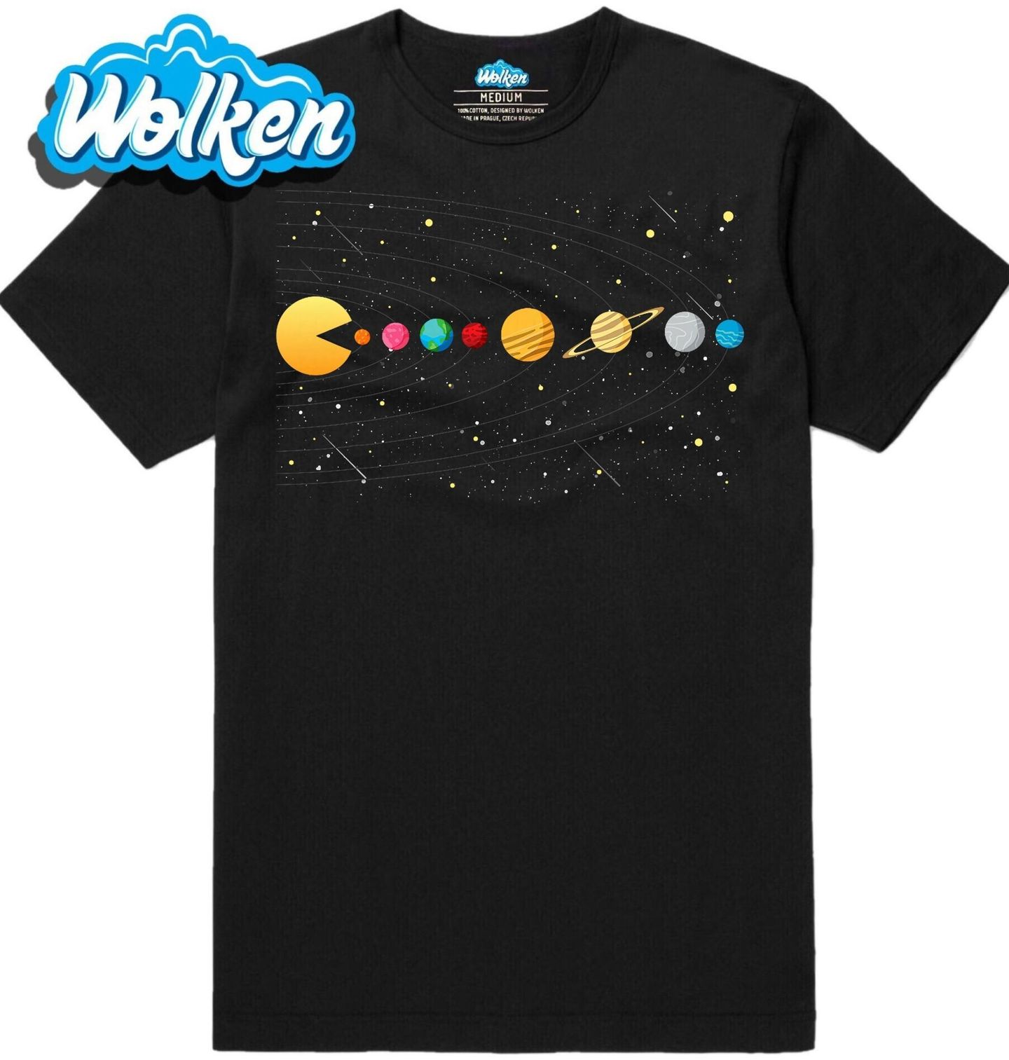 Pánské tričko Pac-Man Cartoon Sluneční Soustava.jpg