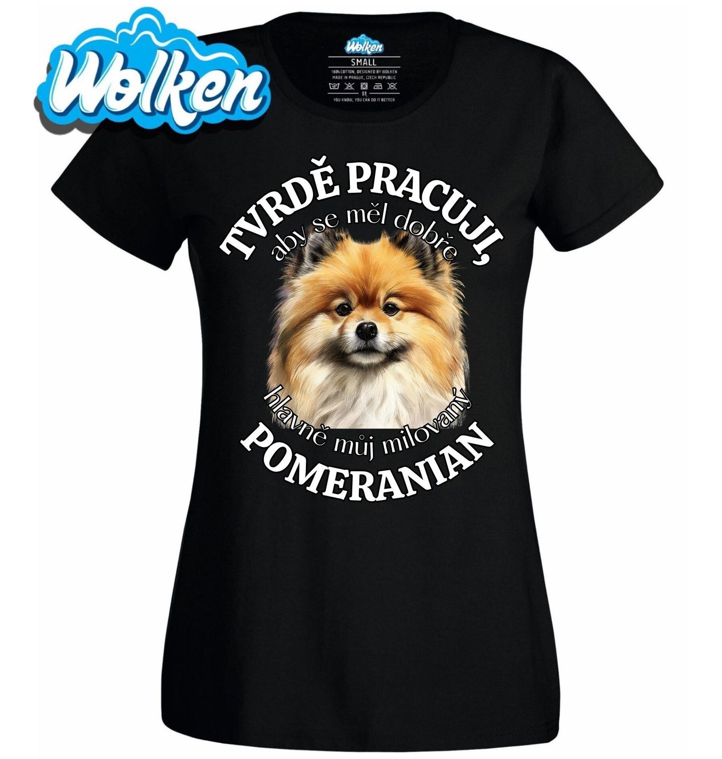 Dámské tričko Tvrdě pracuji, aby se měl dobře můj Pomeranian.jpg