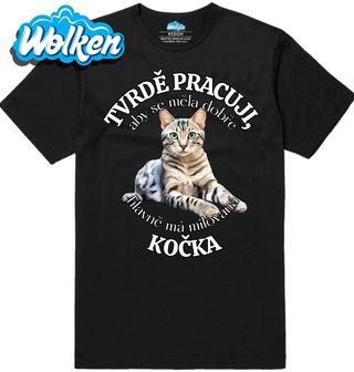 Pánské tričko Tvrdě pracuji, aby se měla dobře má Kočka.jpg