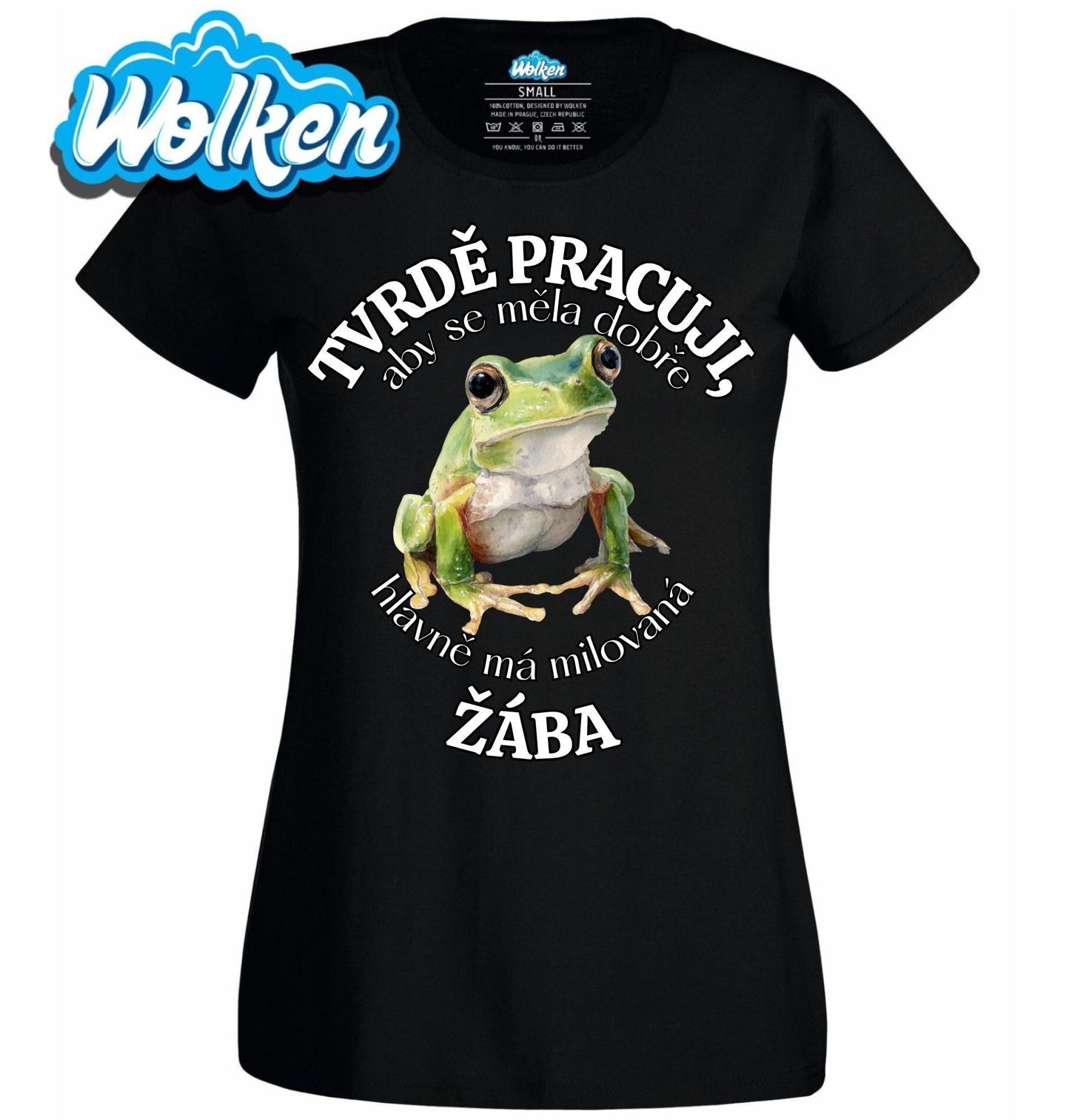 Dámské tričko Tvrdě pracuji, aby se měla dobře má Žába.jpg