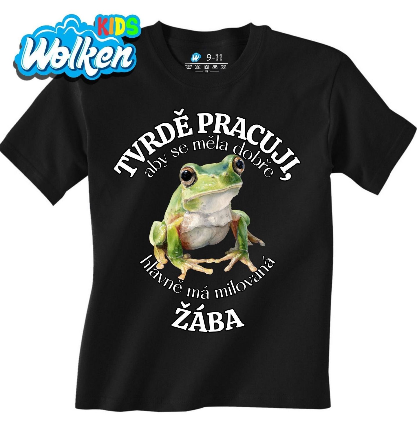 Dětské tričko Tvrdě pracuji, aby se měla dobře má Žába.jpg