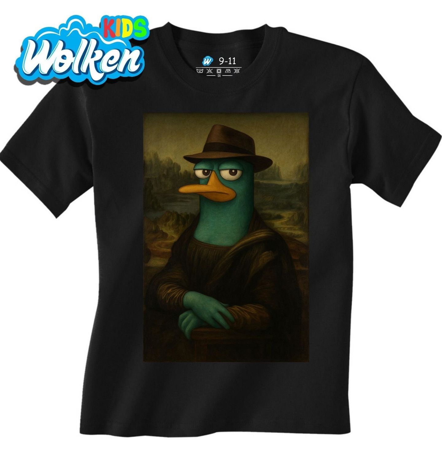 Dětské tričko Ptakopysk Perry jako Mona Lisa.jpg
