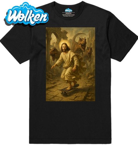 Obrázek produktu Pánské tričko Ježíš na Skateboardu Útěk před Dinosaury