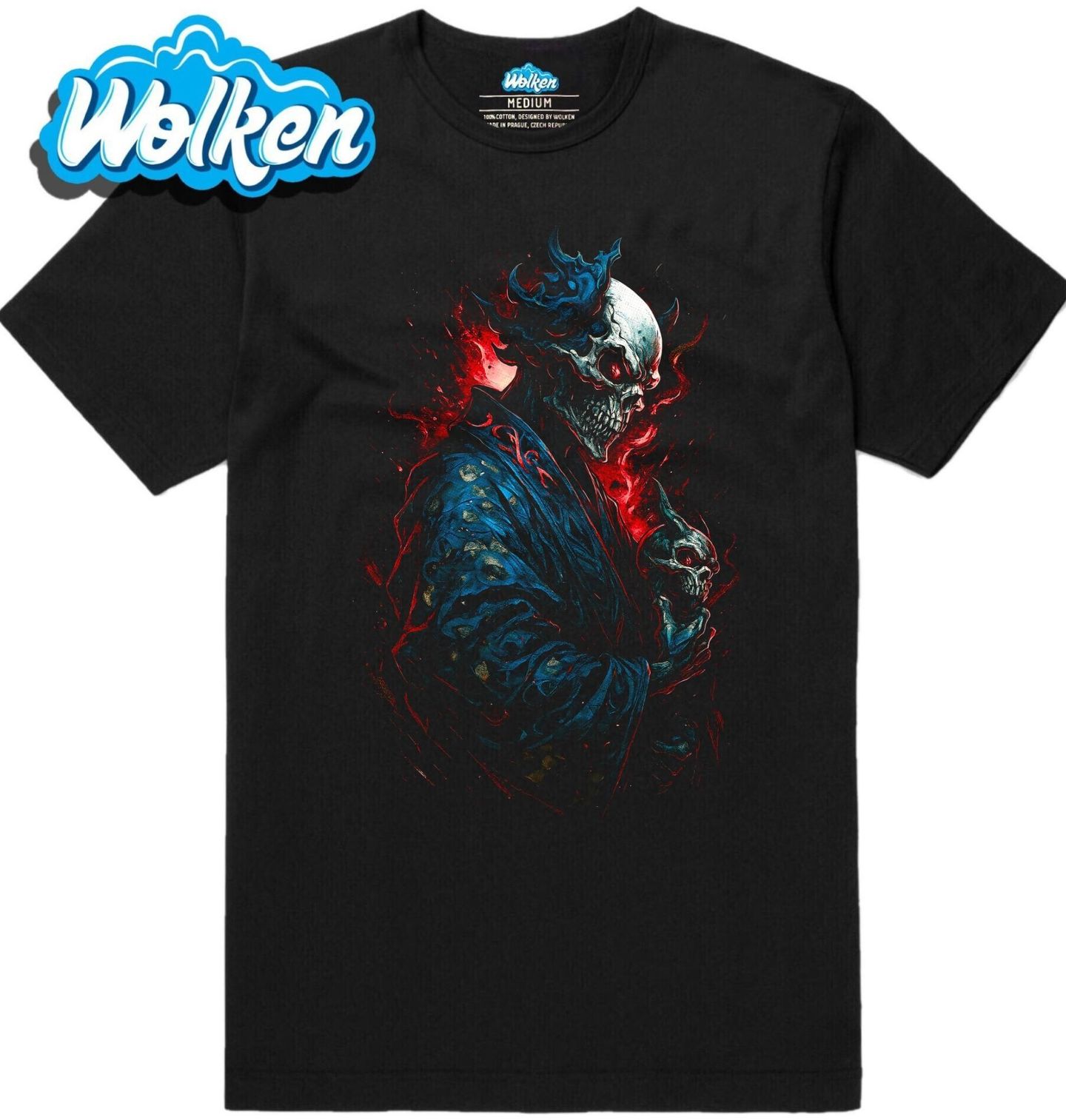 Pánské tričko Kostlivec s Lebkou v Rudém Ohni.jpg