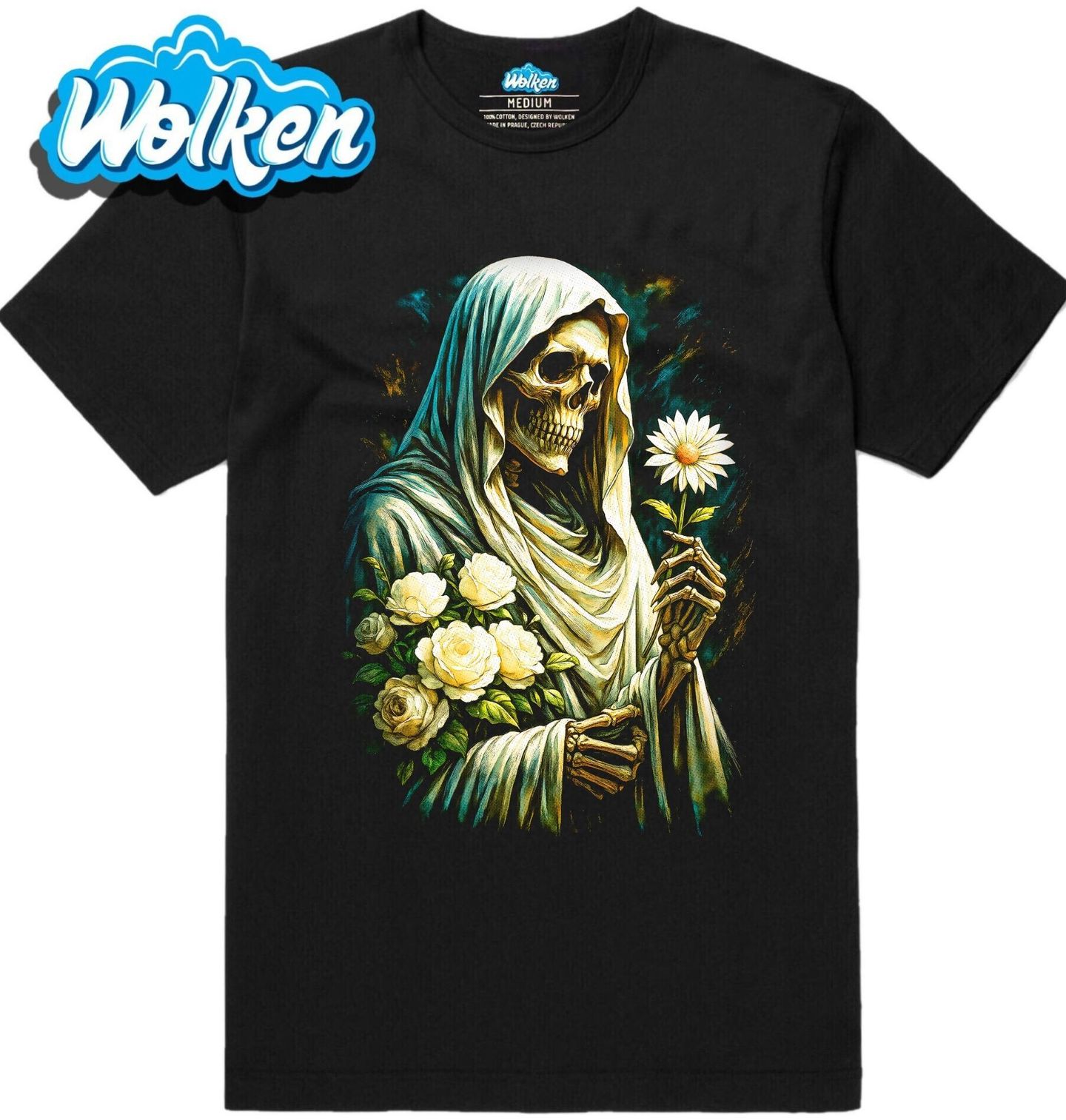 Pánské tričko Kostlivec v Zahradě Věčnosti.jpg