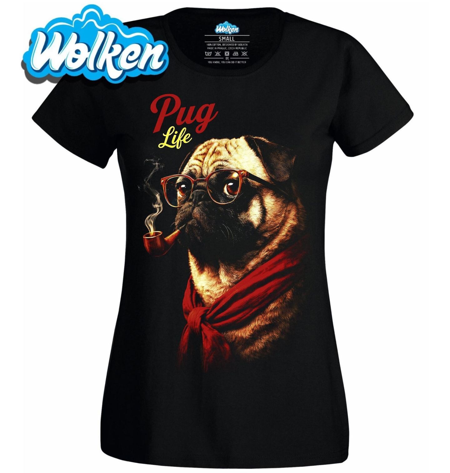 Dámské tričko Mops s Dýmkou Pug Life.jpg