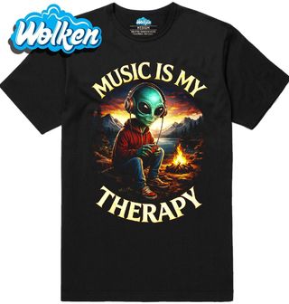 Pánské tričko Mimozemšťan u Táboráku Music is my therapy.jpg