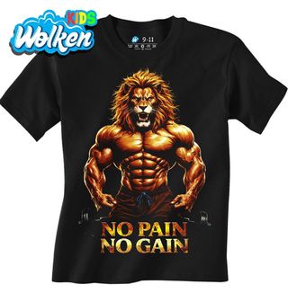 Dětské tričko Svalnatý Lev No Pain No Gain.jpg