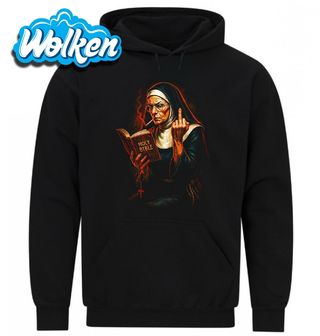 Mikina Hříšná Jeptiška s Prostředníčkem Holy Bible.jpg