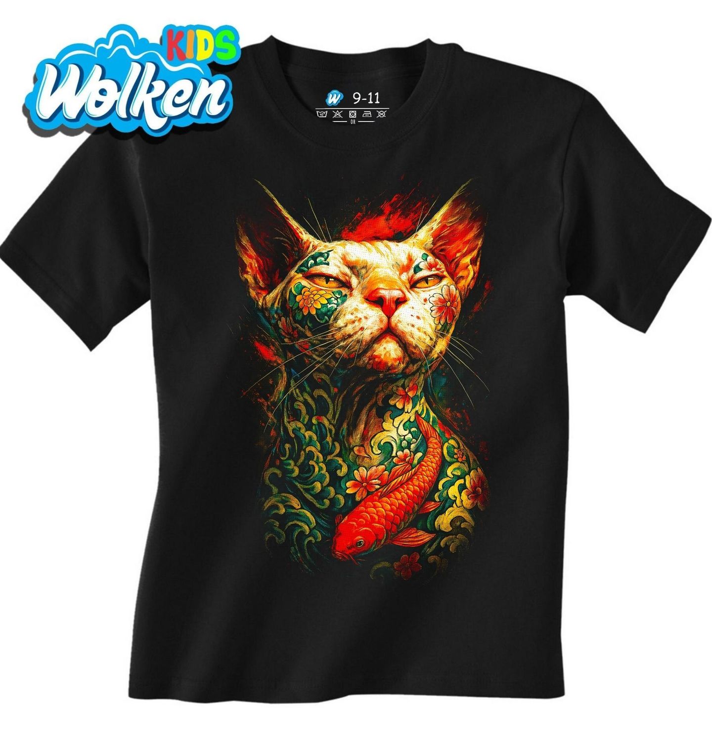 Dětské tričko Potetovaná Kočka Sphynx Yakuza Cat.jpg