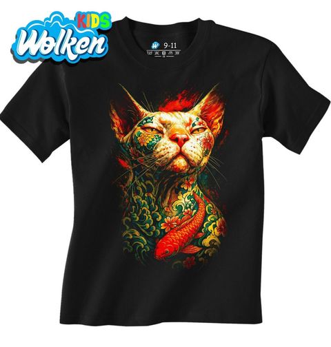 Obrázek produktu Dětské tričko Potetovaná Kočka Sphynx Yakuza Cat