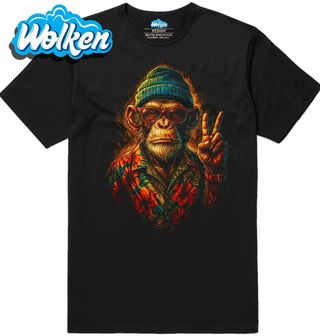 Pánské tričko Hipster Šimpanz Peace.jpg