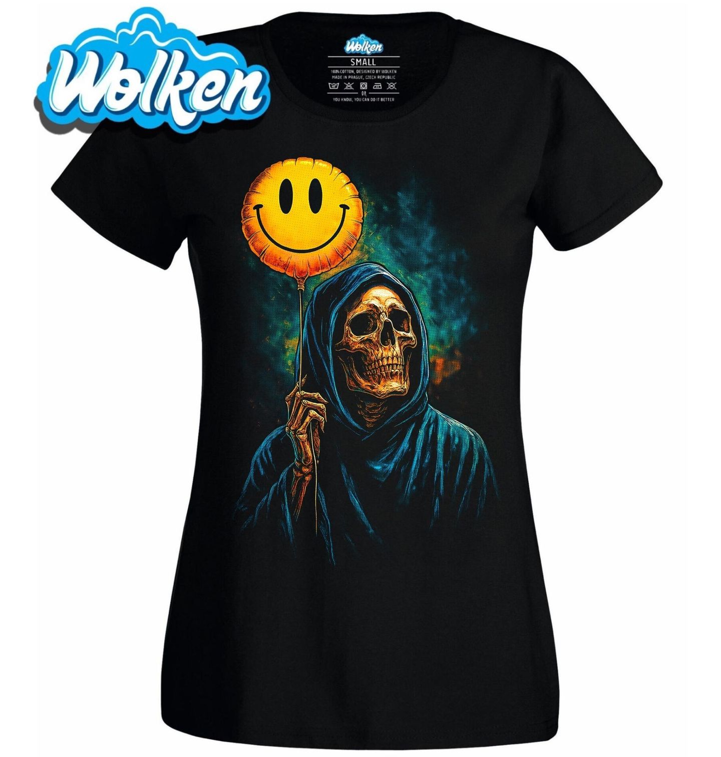 Dámské tričko Kostlivec s Balónkem Úsměv Smrti.jpg