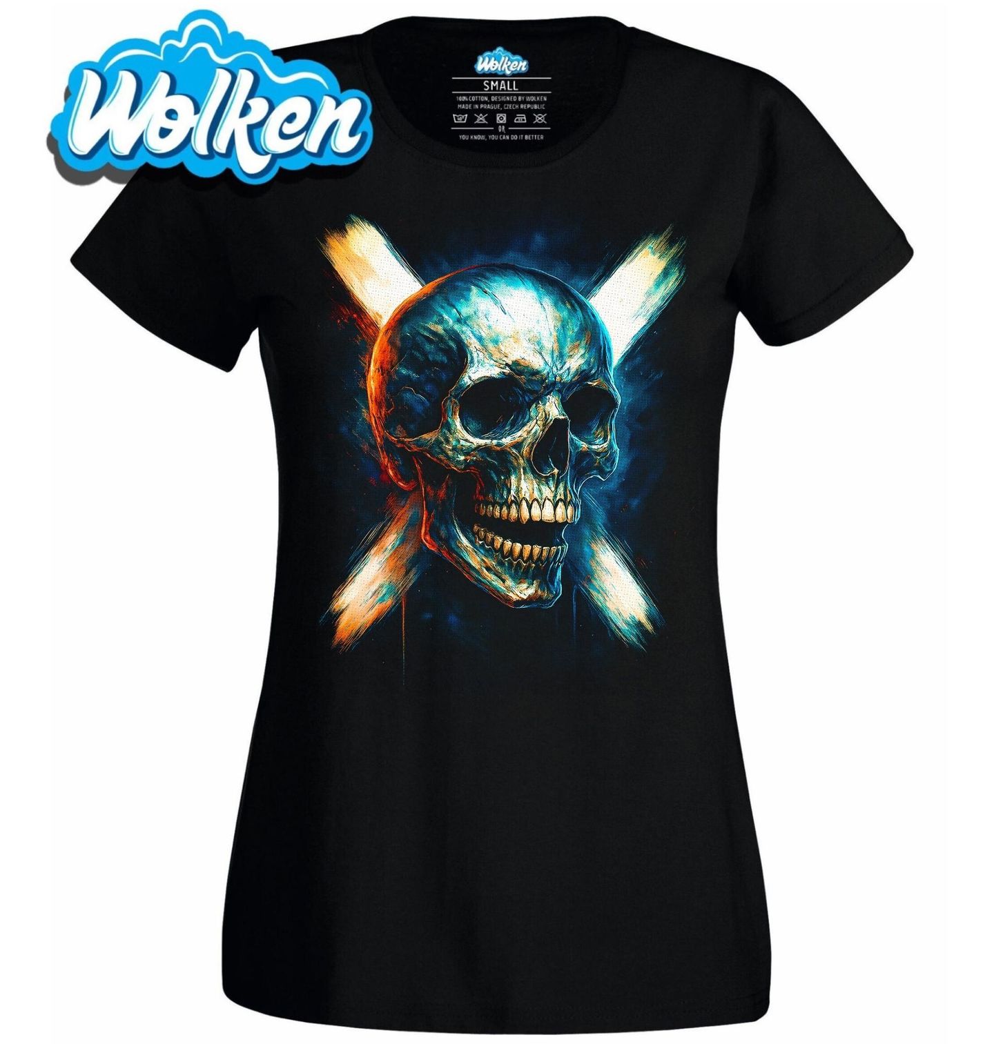 Dámské tričko Lebka a Bílý Kříž Smrti.jpg