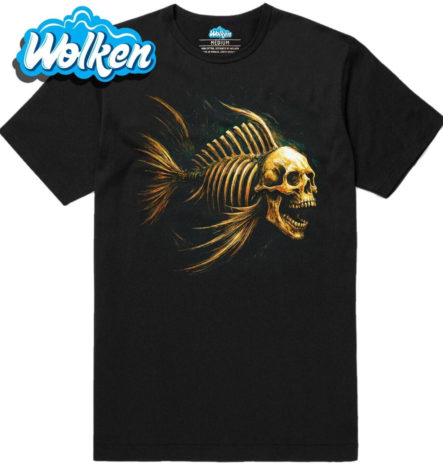 Pánské tričko Kostra Ryby s Lebkou.jpg