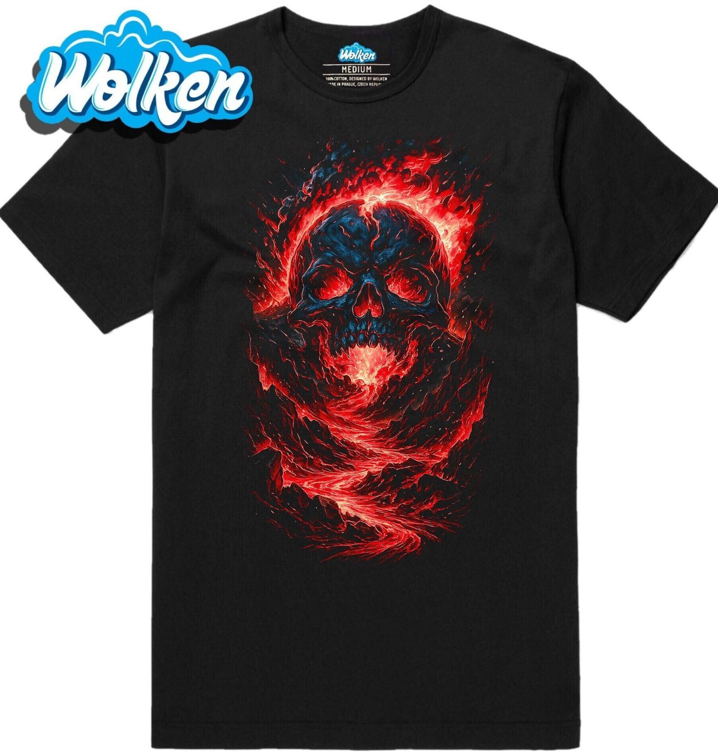 Pánské tričko Rozžhavená Lebka v Lávě.jpg