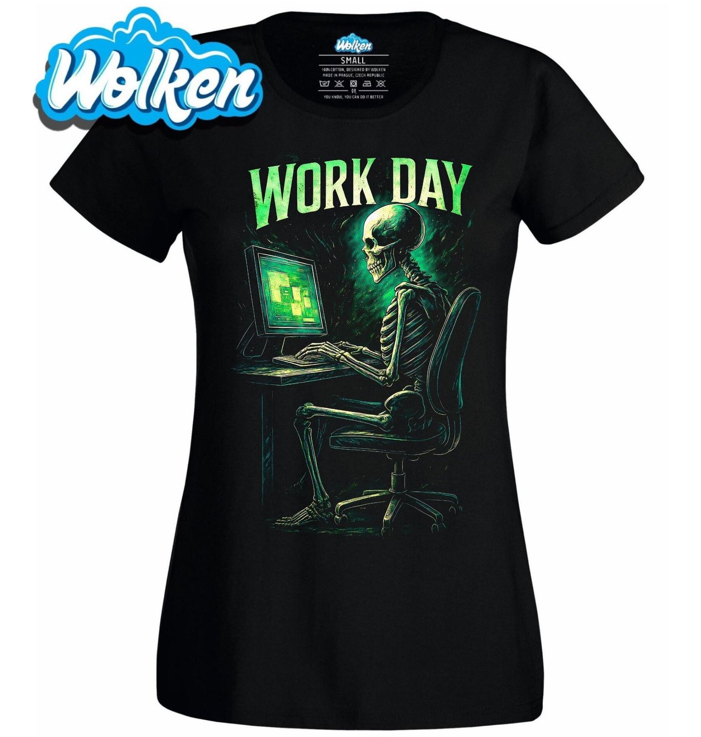 Dámské tričko Kostlivec u Počítače Work Day.jpg