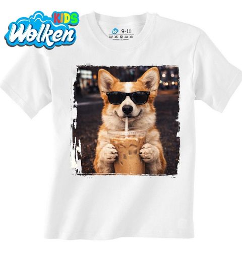 Obrázek produktu Dětské tričko Pembroke Corgi s Ledovou Kávou