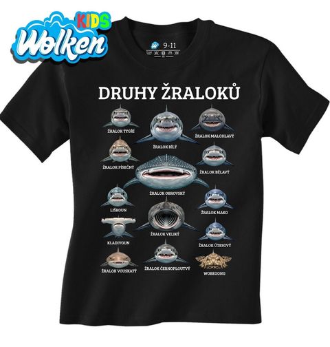 Obrázek produktu Dětské tričko Druhy Žraloků