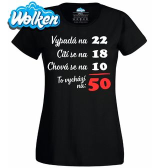 Dámské tričko Vtipný Výpočet Věku 50.jpg