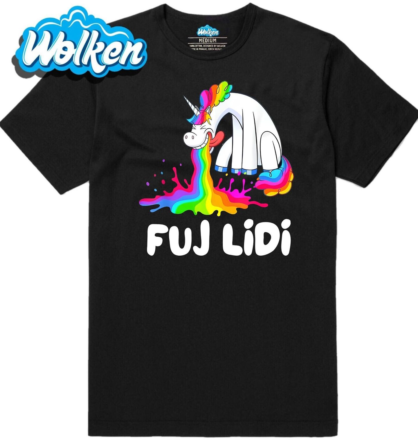 Pánské tričko Duhový Chrlič Jednorožec Fuj Lidi.jpg