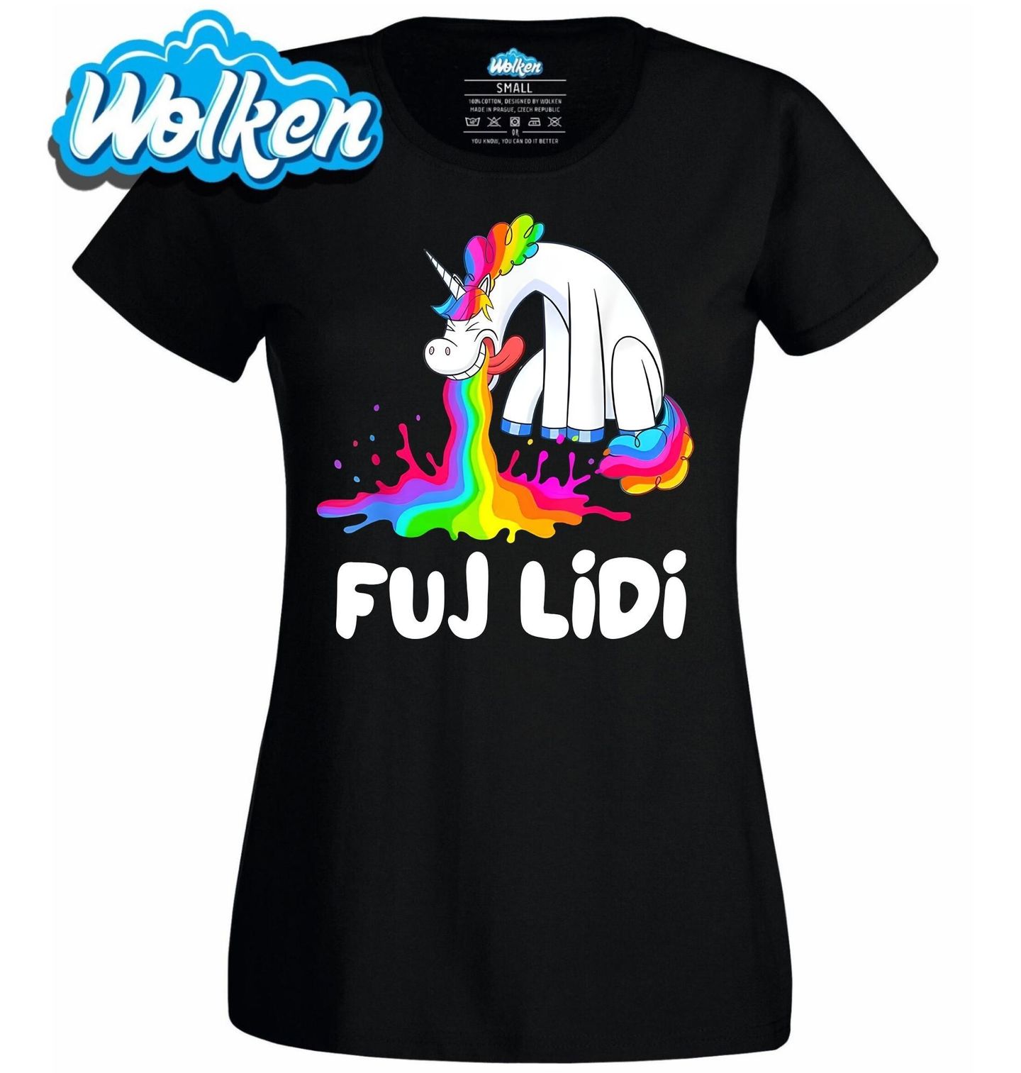 Dámské tričko Duhový Chrlič Jednorožec Fuj Lidi.jpg