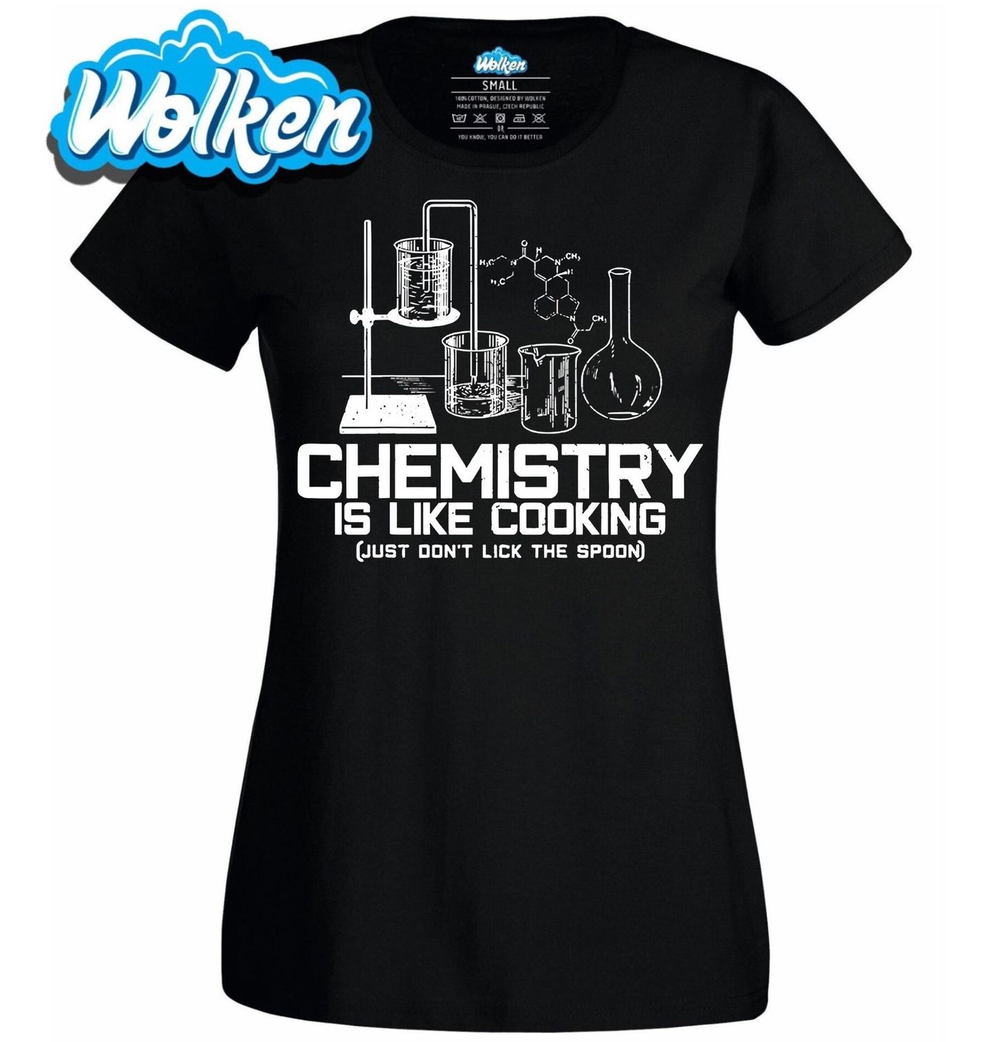 Dámské tričko Chemie v Kuchyni - Neolizovat!.jpg