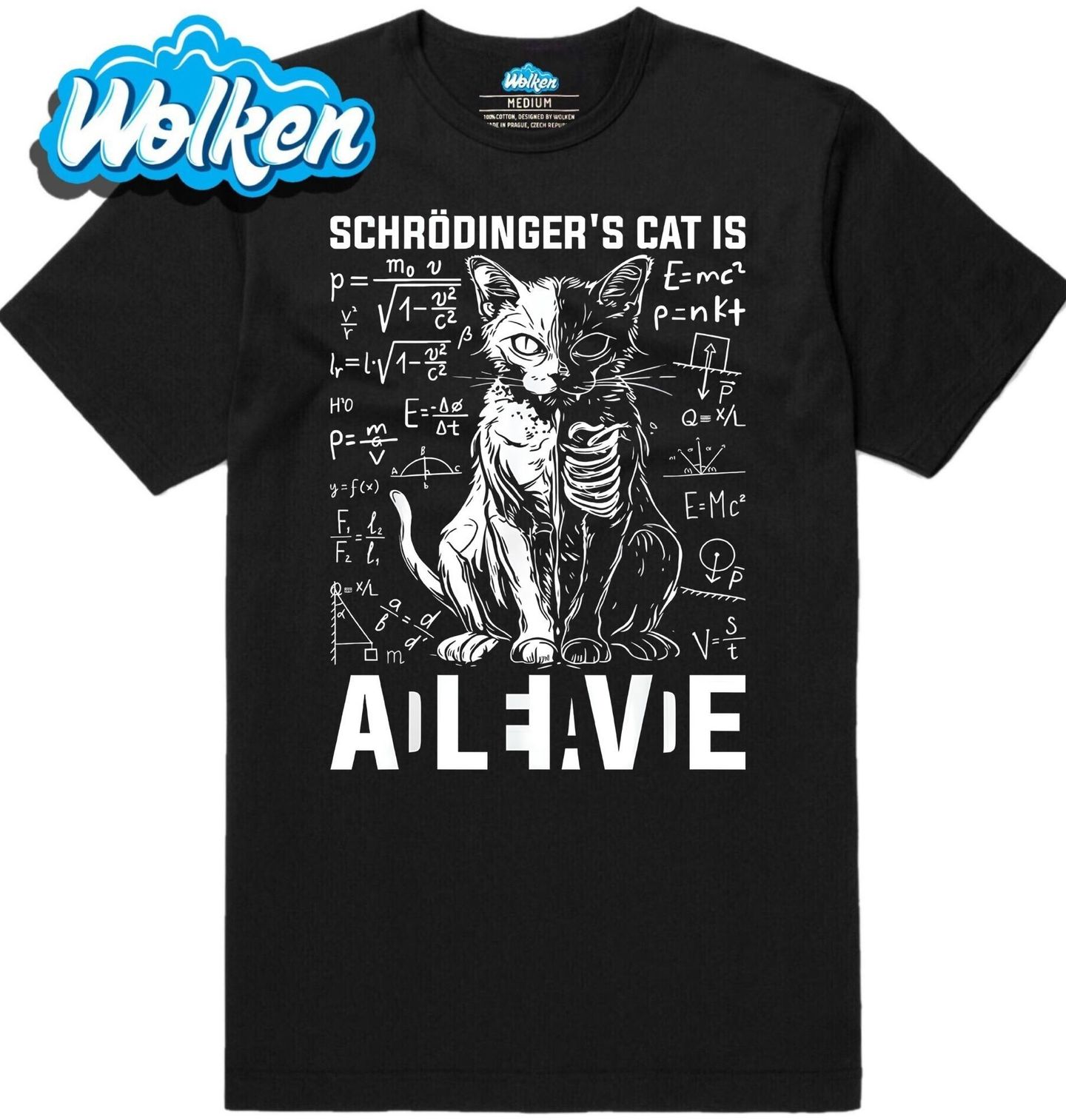 Pánské tričko Je Schrödingerova Kočka Živá.jpg