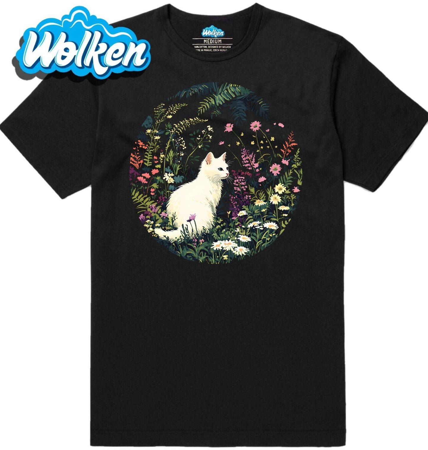 Pánské tričko Bílá Kočka v Rozkvetlé Zahradě.jpg