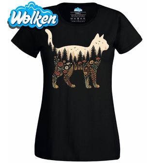 Dámské tričko Silueta Kočka s Lesní Krajinou.jpg