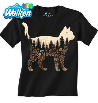 Dětské tričko Silueta Kočka s Lesní Krajinou.jpg