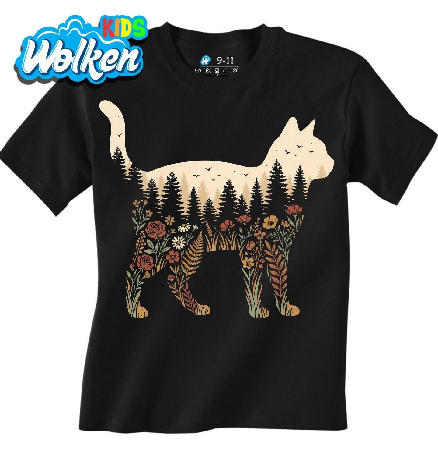 Dětské tričko Silueta Kočka s Lesní Krajinou.jpg