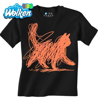 Dětské tričko Oranžová Kočka Jedním Tahem.jpg