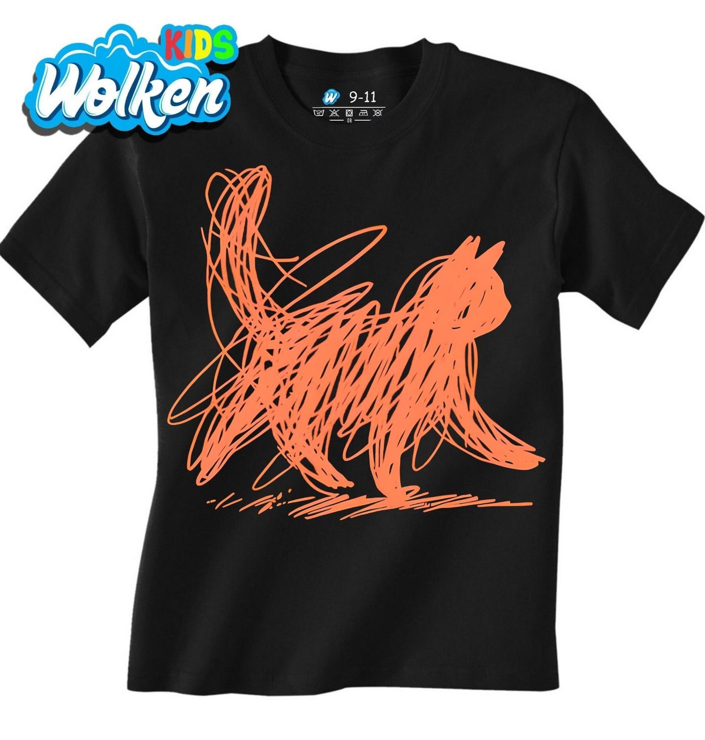 Dětské tričko Oranžová Kočka Jedním Tahem.jpg