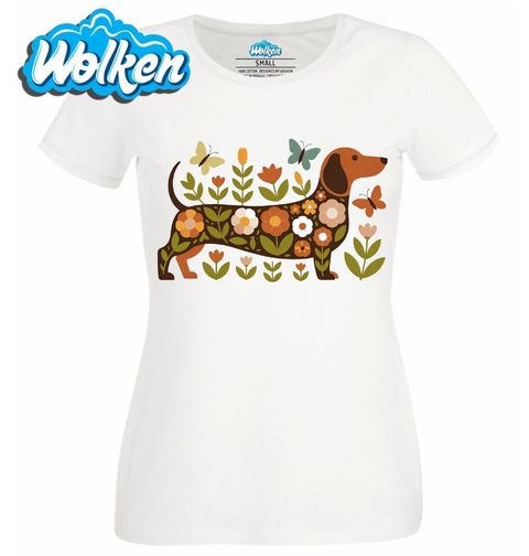 Obrázek produktu Dámské tričko Květinový Jezevčík s Motýly