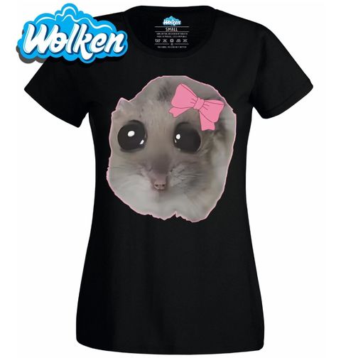 Obrázek produktu Dámské tričko Roztomilý Křeček s Mašlí Sad Hamster Meme