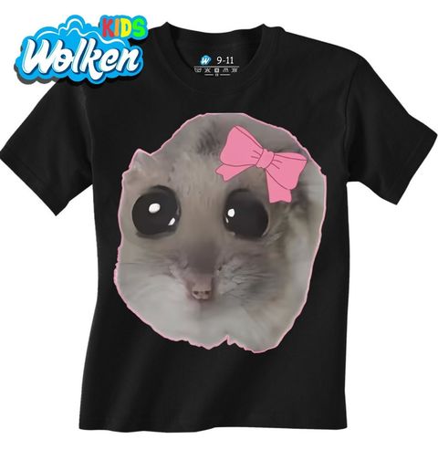 Obrázek produktu Dětské tričko Roztomilý Křeček s Mašlí Sad Hamster Meme