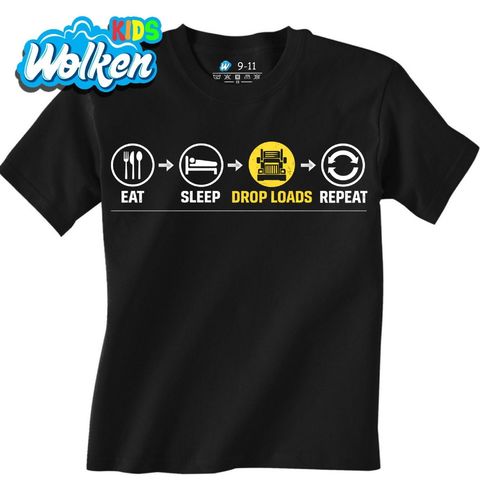 Obrázek produktu Dětské tričko Jez Spi Vykládej Náklad Opakuj Eat Sleep Drop Loads Repeat