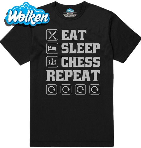 Obrázek produktu Pánské tričko Jez Spi Hraj Šachy Opakuj Eat Sleep Chess Repeat