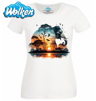 Dámské tričko Slon Africký Západ Slunce.jpg