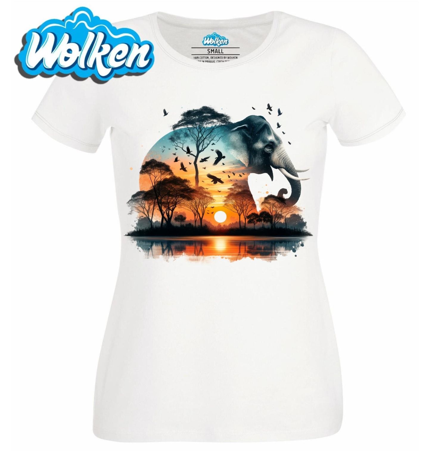 Dámské tričko Slon Africký Západ Slunce.jpg
