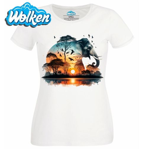 Obrázek produktu Dámské tričko Slon Africký Západ Slunce